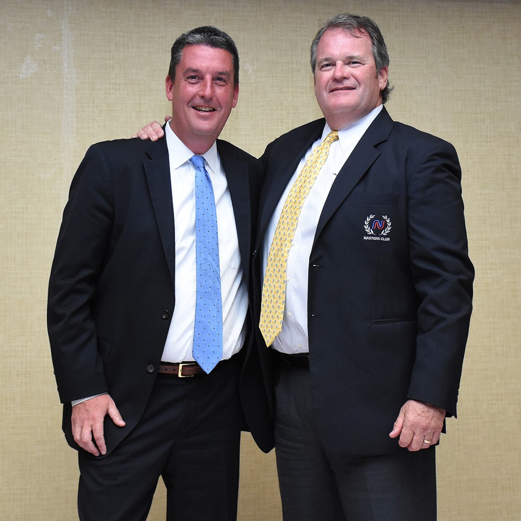 NationaLease Hall of Fame inductee Jay Hagerty (right), a NationaLease National Account Executive based in southeastern Pennsylvania, was congratulated by Dean Vicha, President of NationaLease, at the organization’s Masters Club Meeting held at the Hyatt Ziva in Puerto Vallarta, Mexico.