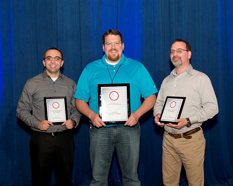 Rick Davis (center), Lead Technician with Hogan Truck Leasing, Inc., a NationaLease Member, was named Top Tech at NationaLease’s 8th Annual Tech Challenge held in May during the organization’s annual Maintenance Managers Meeting in Charlotte, NC. First Runner-up was Bob Mrzyglod (right), Aim NationaLease, and Second Runner-up, John Norwood (left), also from Aim NationaLease.