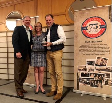 Left to right: Rob Garcia, Senior Vice President of Supply Management, NationaLease; Jane Clark, NationaLease Vice President of Member Services; Troy Troftgruben, Daimler Trucks North America.